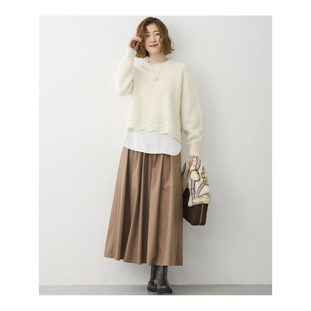 【洗える】レーシーヘムデザイン パフスリーブ ニット6