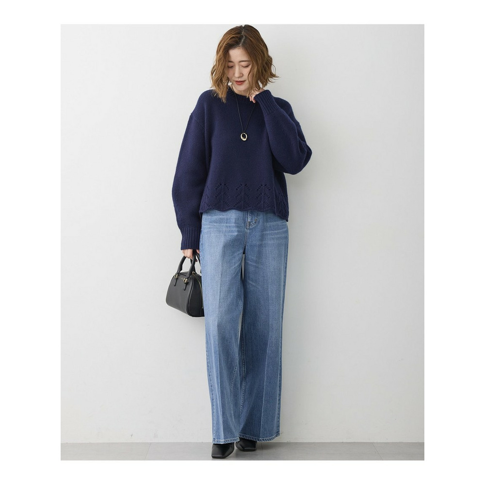 【洗える】レーシーヘムデザイン パフスリーブ ニット8