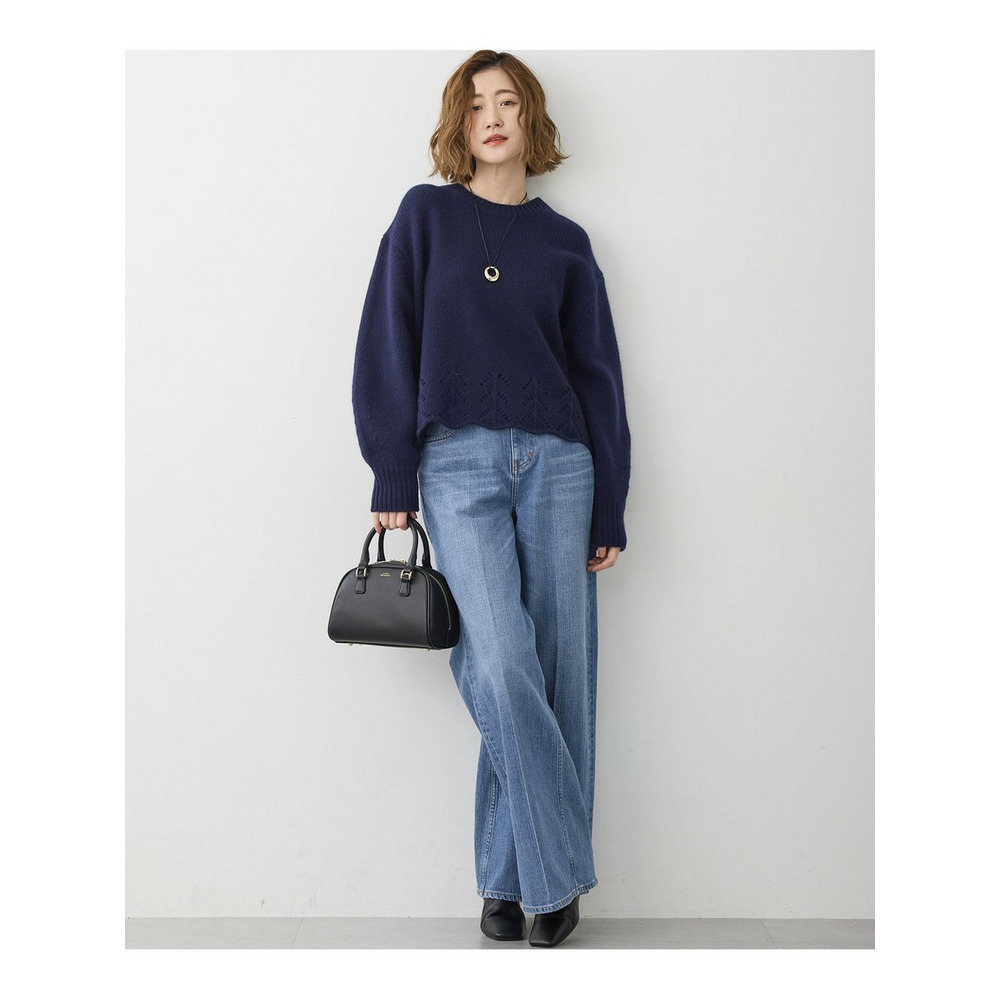 【洗える】レーシーヘムデザイン パフスリーブ ニット9