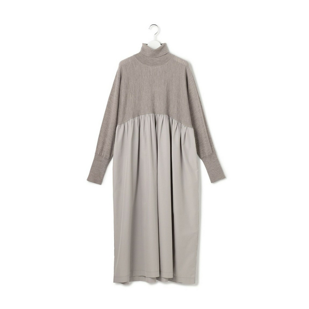 【洗える】ギャザーコンビ ニットワンピース10
