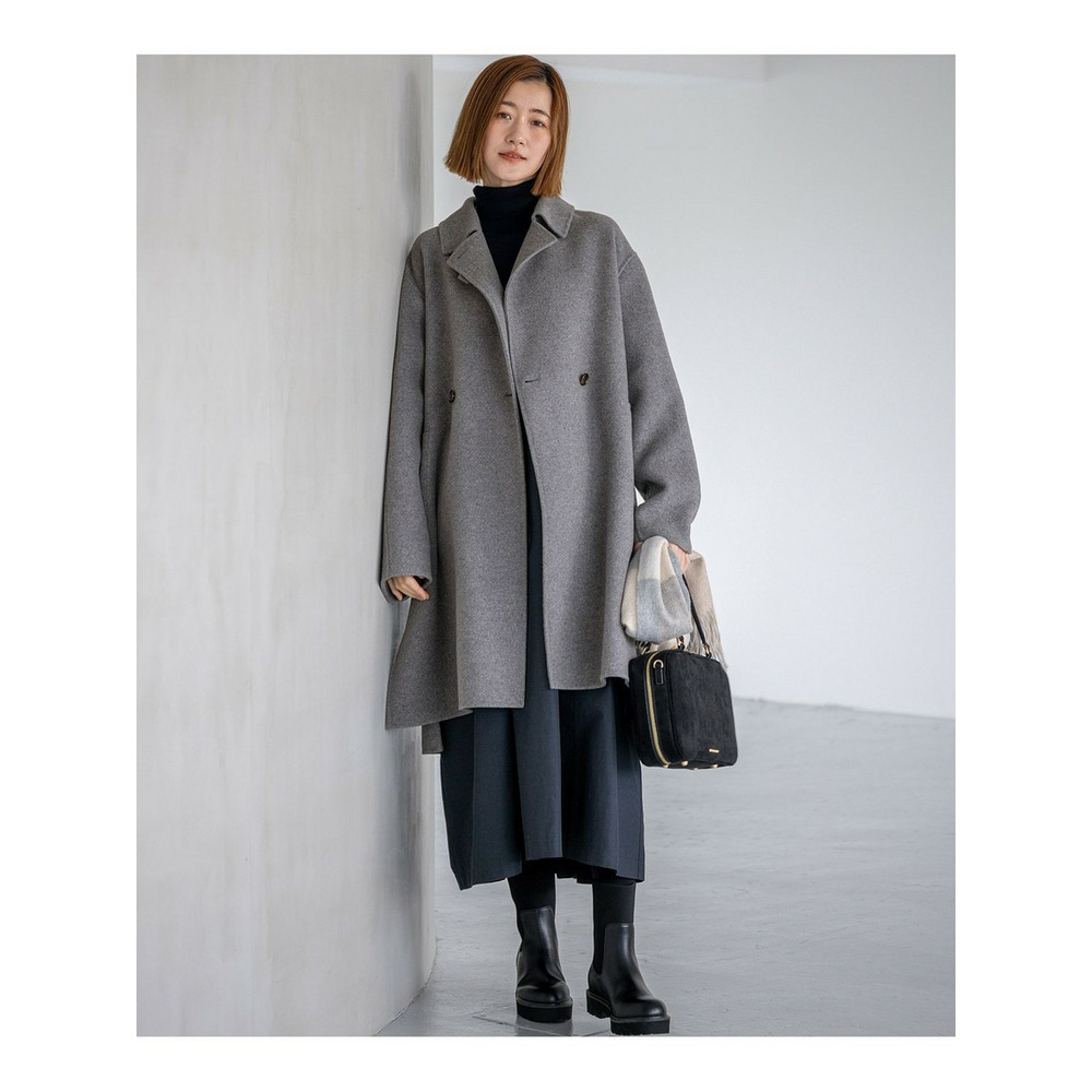 【洗える】ギャザーコンビ ニットワンピース9