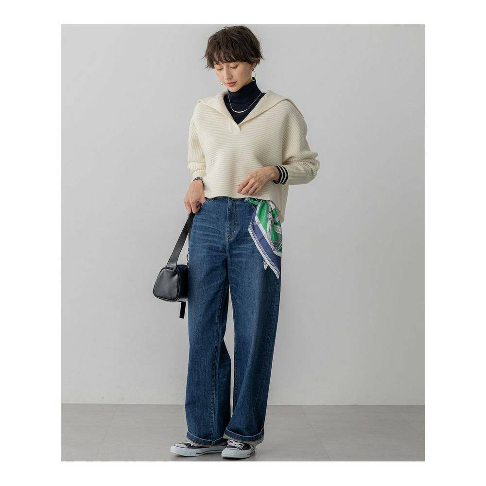 【洗える】ウールカシミヤチャンキー クロップド スキッパーニット3