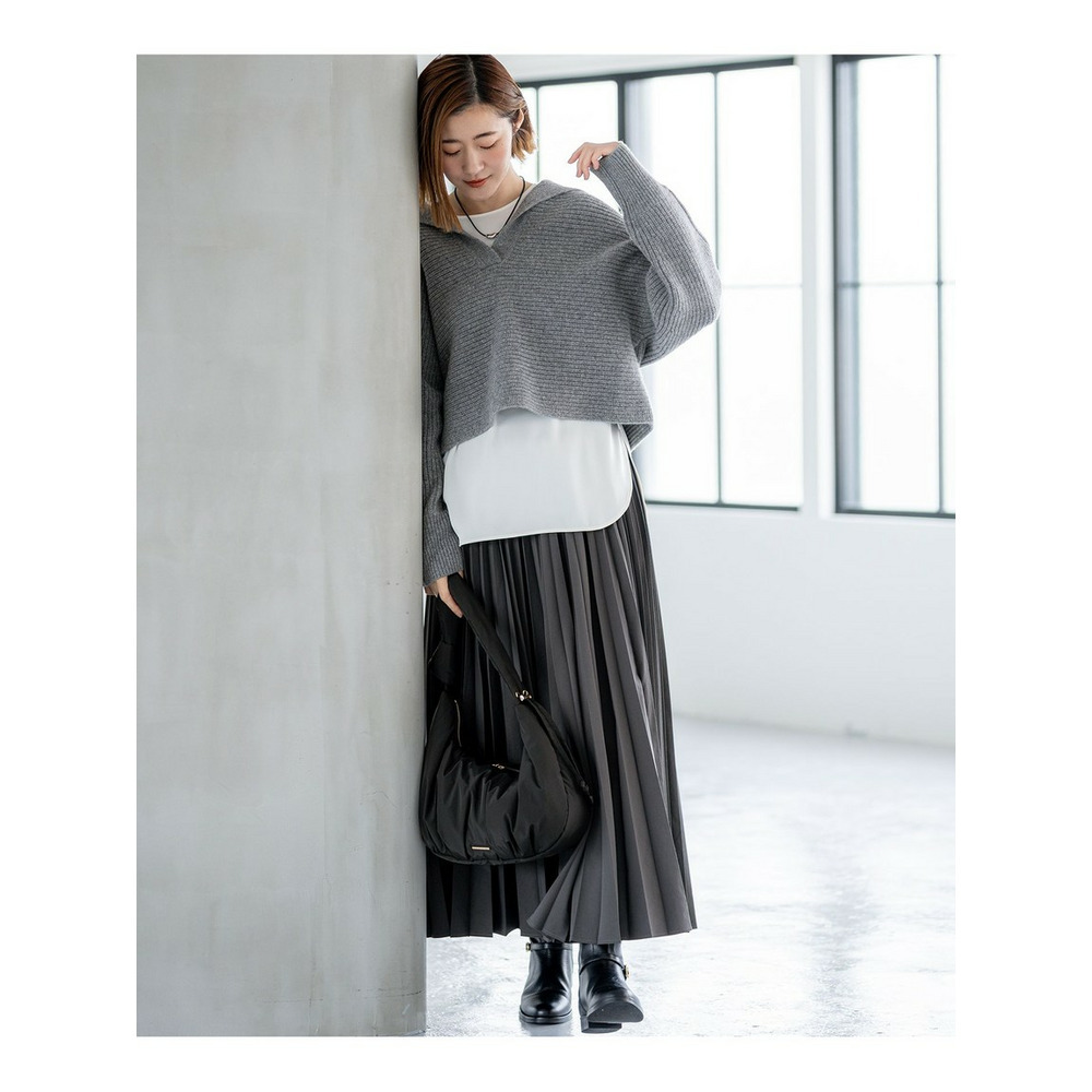 【洗える】ウールカシミヤチャンキー クロップド スキッパーニット5