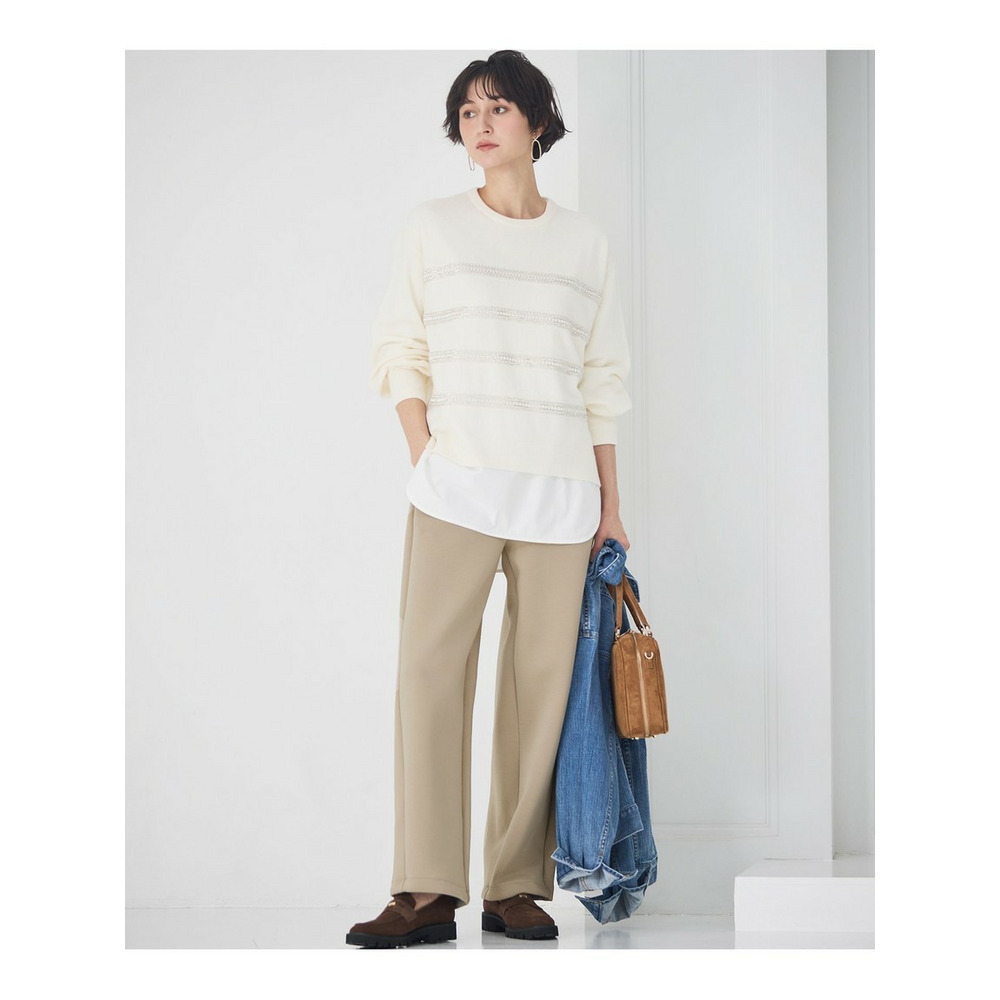 【WEB&一部店舗限定】ビジューボーダー ニット3