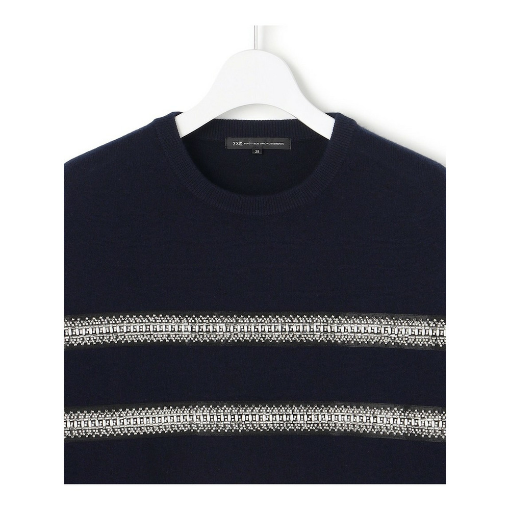 【WEB&一部店舗限定】ビジューボーダー ニット8