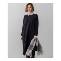 【洗える/吊り干しOK】ヴィスコースストレッチ レース襟 ワンピース