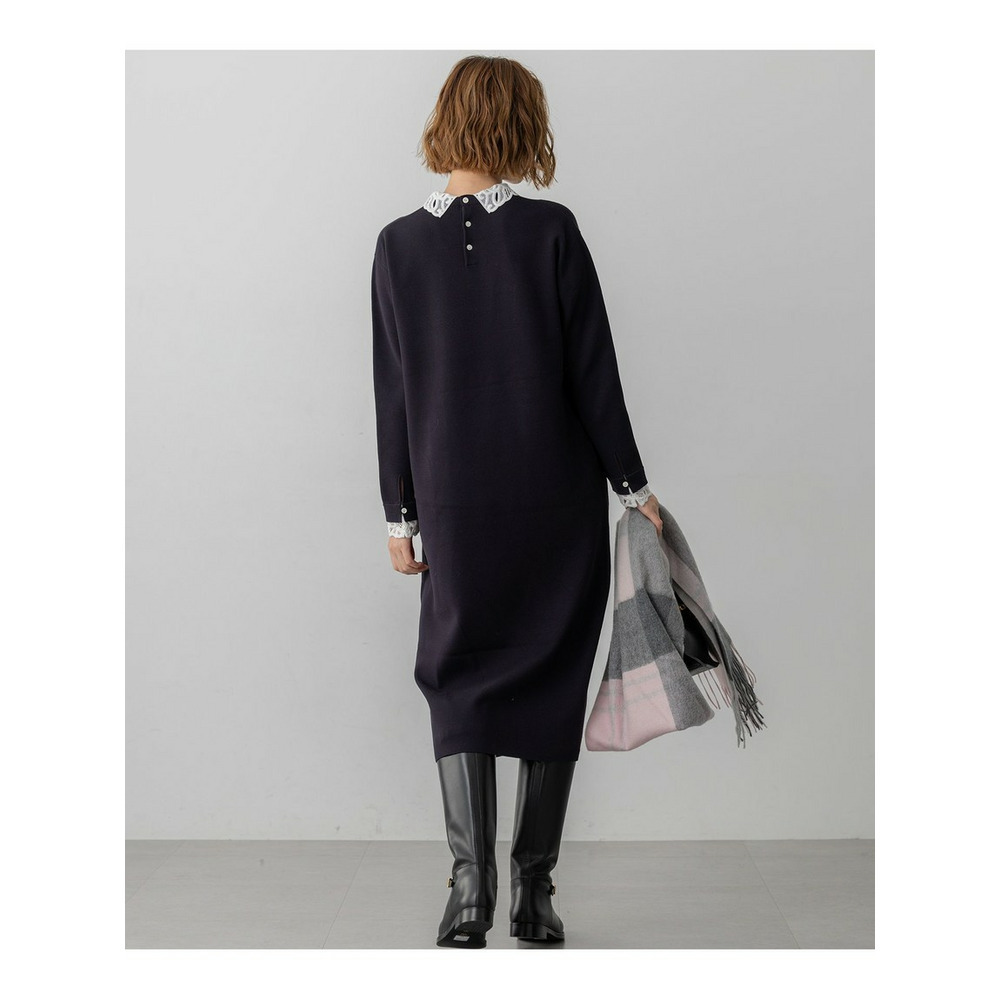 【洗える/吊り干しOK】ヴィスコースストレッチ レース襟 ワンピース6