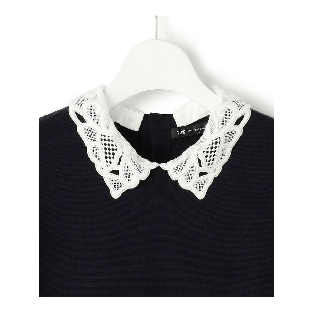 【洗える/吊り干しOK】ヴィスコースストレッチ レース襟 ワンピース7