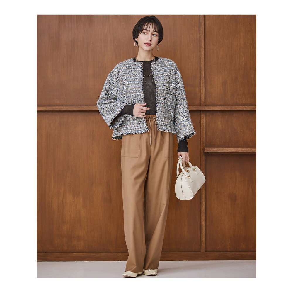 GIOLICAツイード ノーカラー ジャケット3