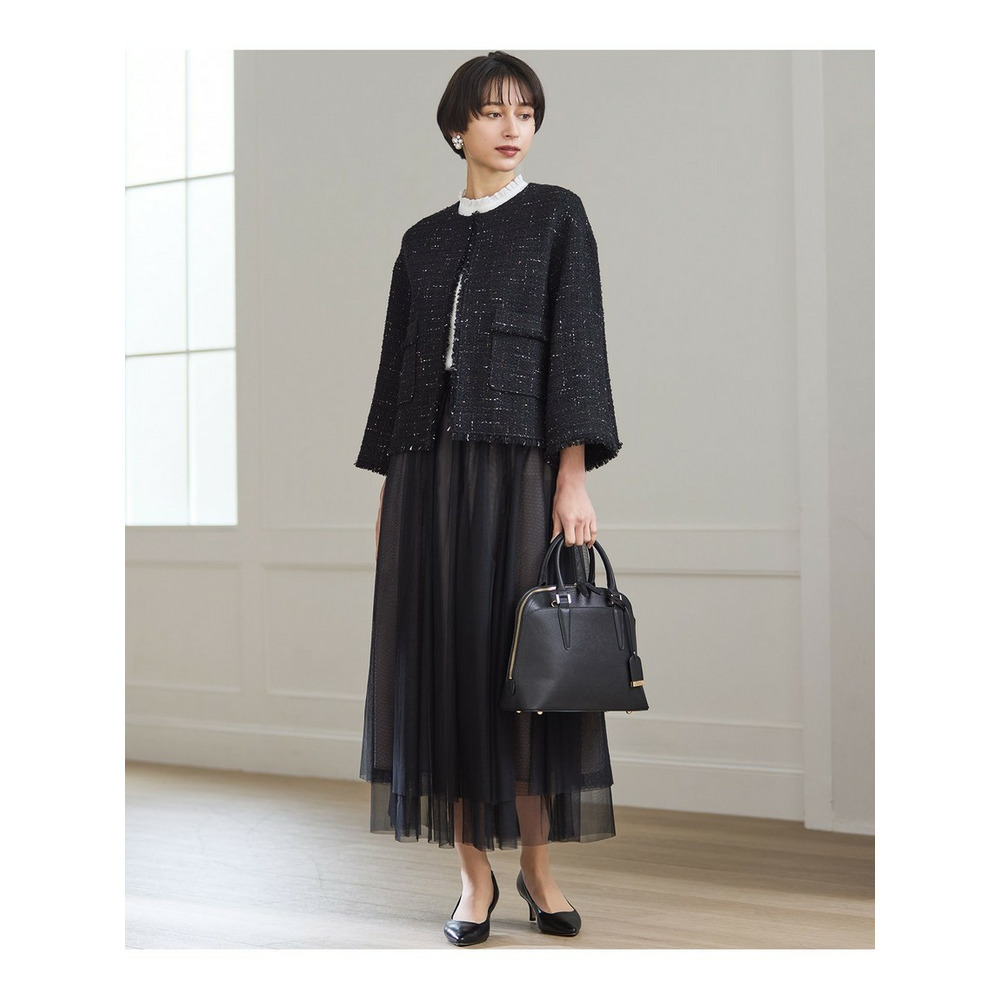 GIOLICAツイード ノーカラー ジャケット4