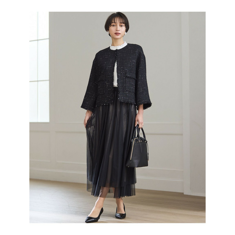 GIOLICAツイード ノーカラー ジャケット5