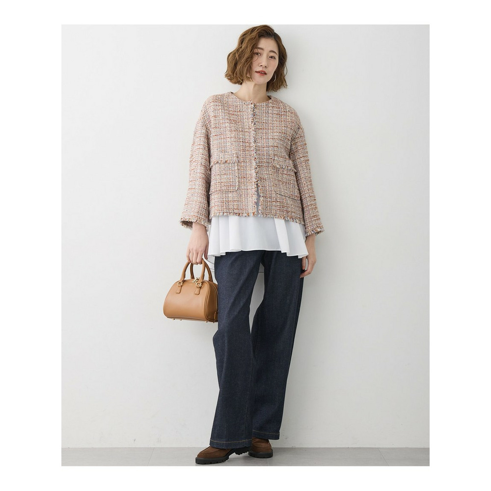 GIOLICAツイード ノーカラー ジャケット6