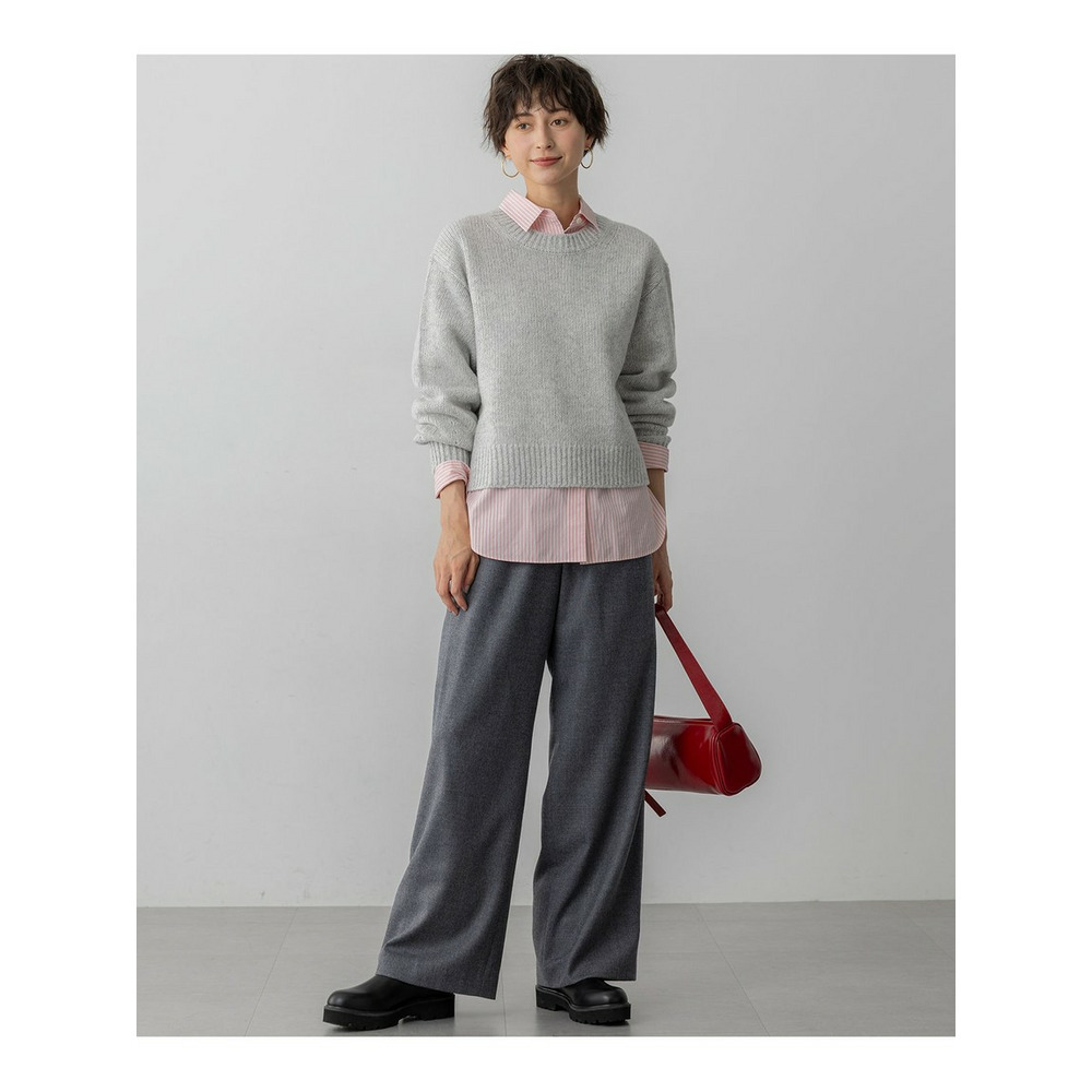 【洗える】ハイカウントフラノ ドロスト ワイド パンツ4