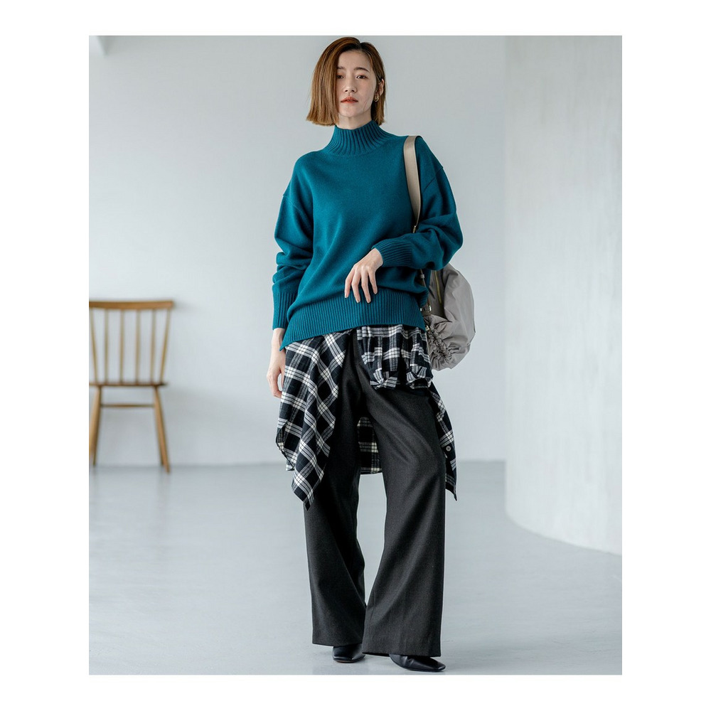 【洗える】ハイカウントフラノ ドロスト ワイド パンツ8