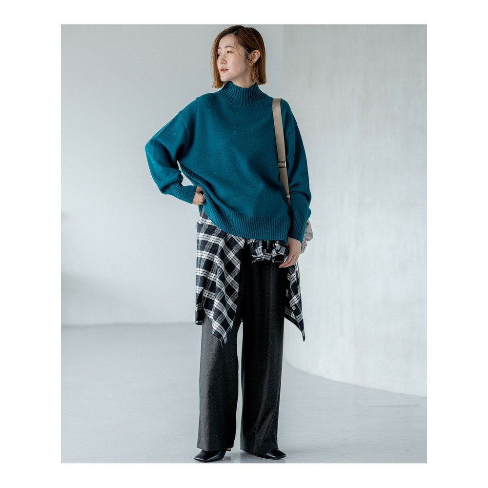 【洗える】ハイカウントフラノ ドロスト ワイド パンツ9