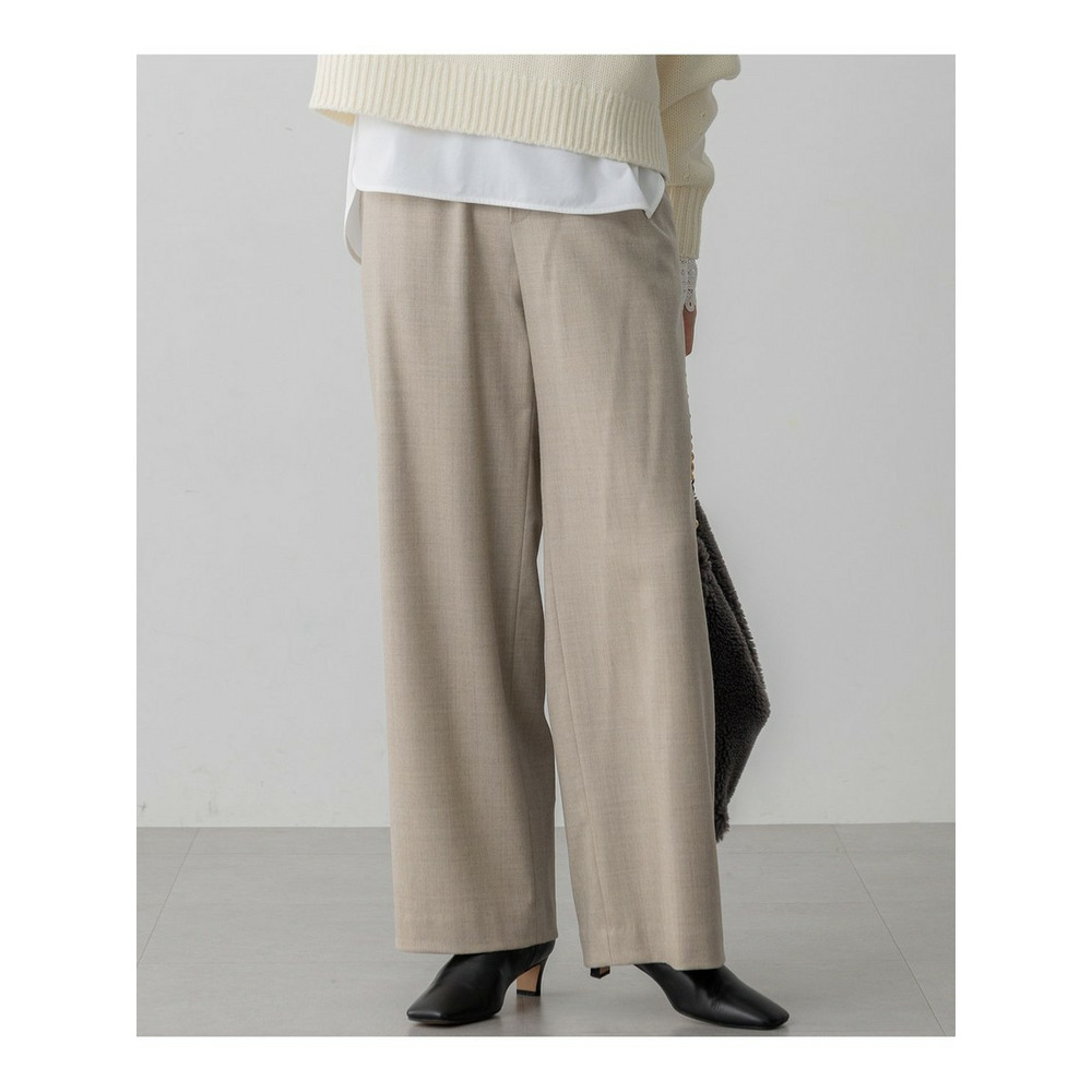 【洗える】ハイカウントフラノ ドロスト ワイド パンツ1