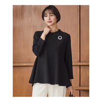 【セットアップ対応/洗える】トリアセダブルジョーゼット 2WAYレース襟 ペプラムブラウス