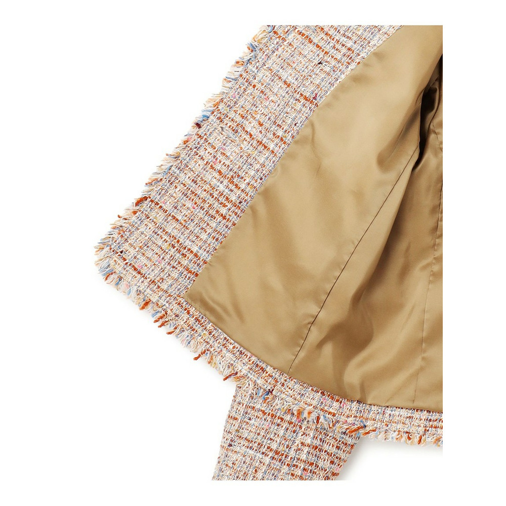 GIOLICAツイード ノーカラー ボタン ジャケット16