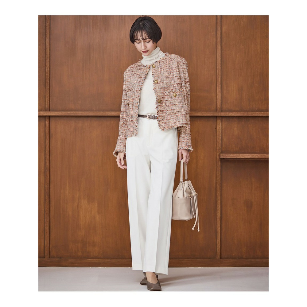 GIOLICAツイード ノーカラー ボタン ジャケット5