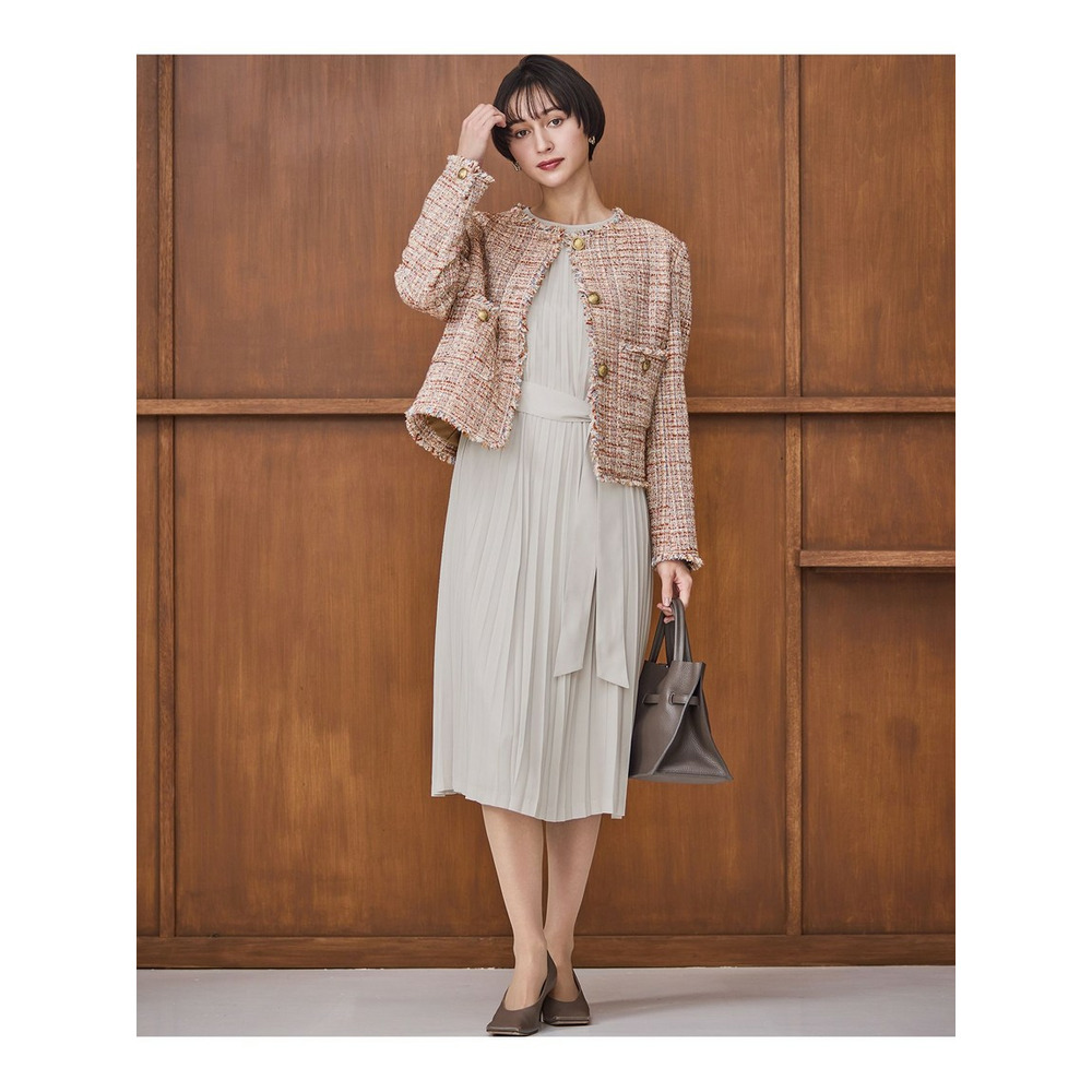 GIOLICAツイード ノーカラー ボタン ジャケット7