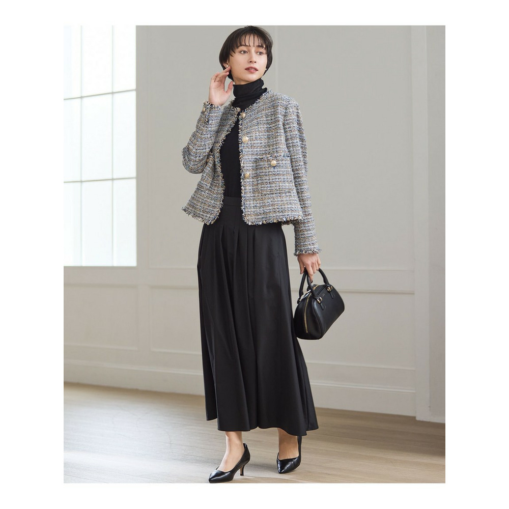 GIOLICAツイード ノーカラー ボタン ジャケット8