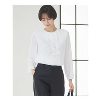 【洗える】ジョーゼットフリル ブラウス