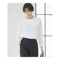 【洗える】ジョーゼットフリル ブラウス