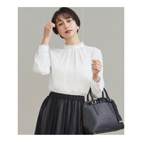 【洗える】バックサテンアムンゼン フリルデザインシャツ