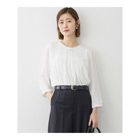 【洗える】シルキーデシン バーアクセント ブラウス