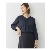 【洗える】シルキーデシン バーアクセント ブラウス