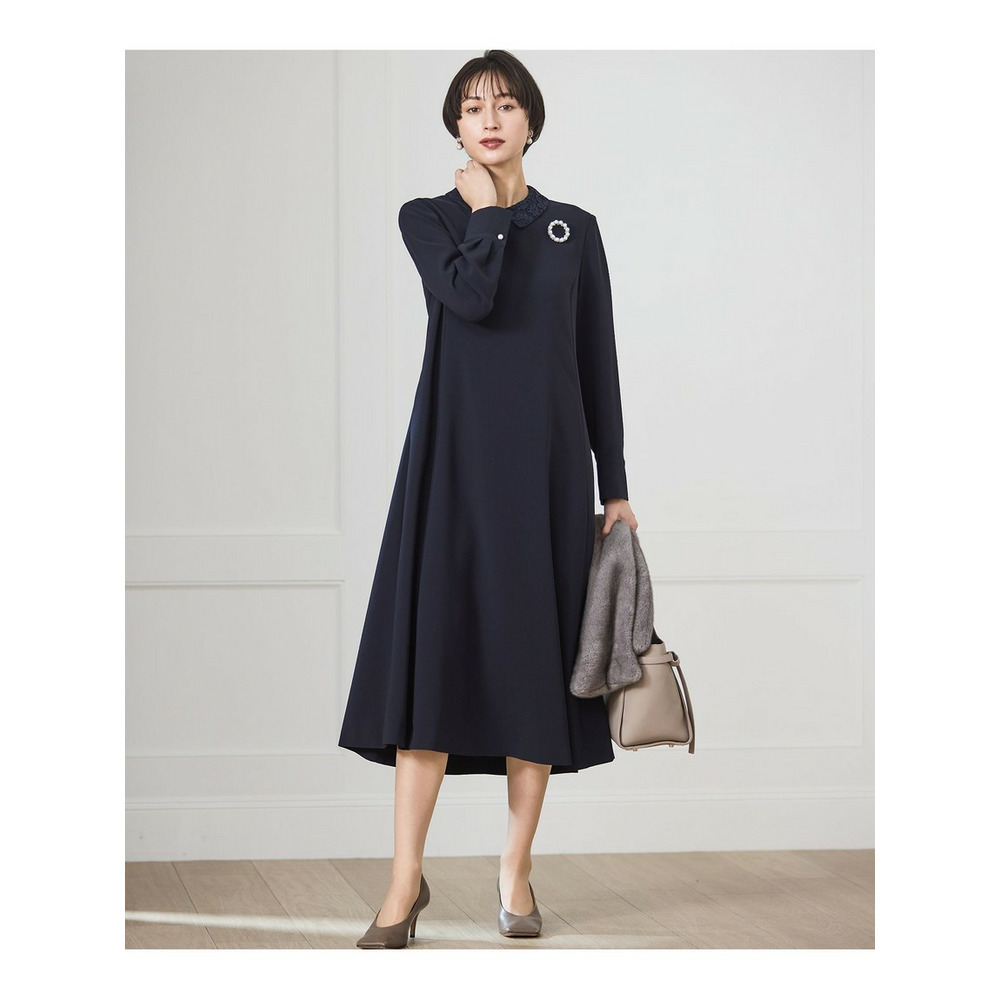 【セットアップ対応/洗える】トリアセダブルジョーゼット 襟付き ワンピース2