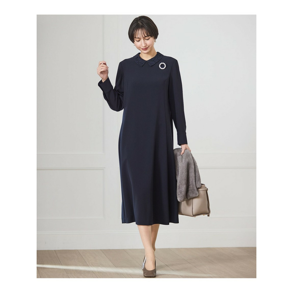 【セットアップ対応/洗える】トリアセダブルジョーゼット 襟付き ワンピース3