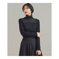 【洗える】チュールフライス シアーハイネック カットソー