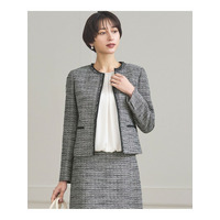 【セットアップ対応】ライトシャインツイード ノーカラージャケット