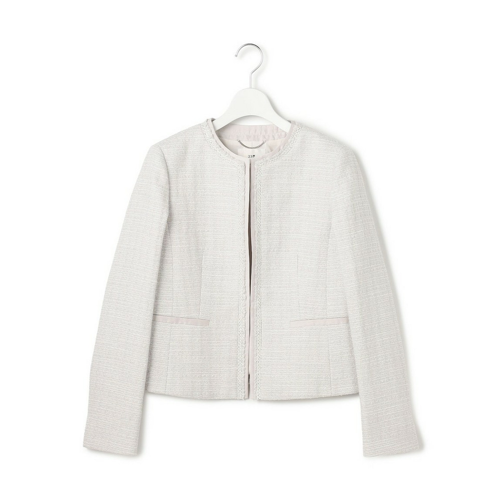 【セットアップ対応】ライトシャインツイード ノーカラージャケット10