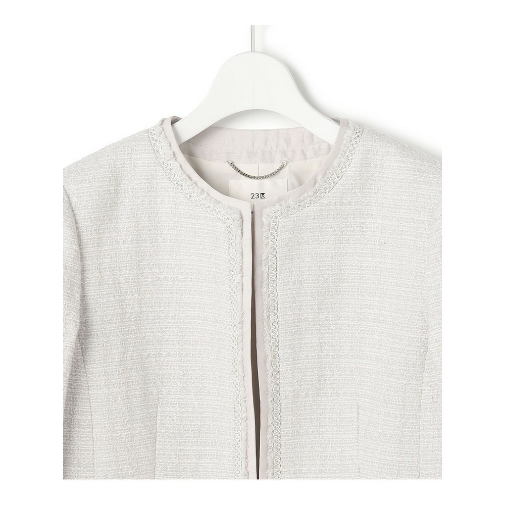 【セットアップ対応】ライトシャインツイード ノーカラージャケット12