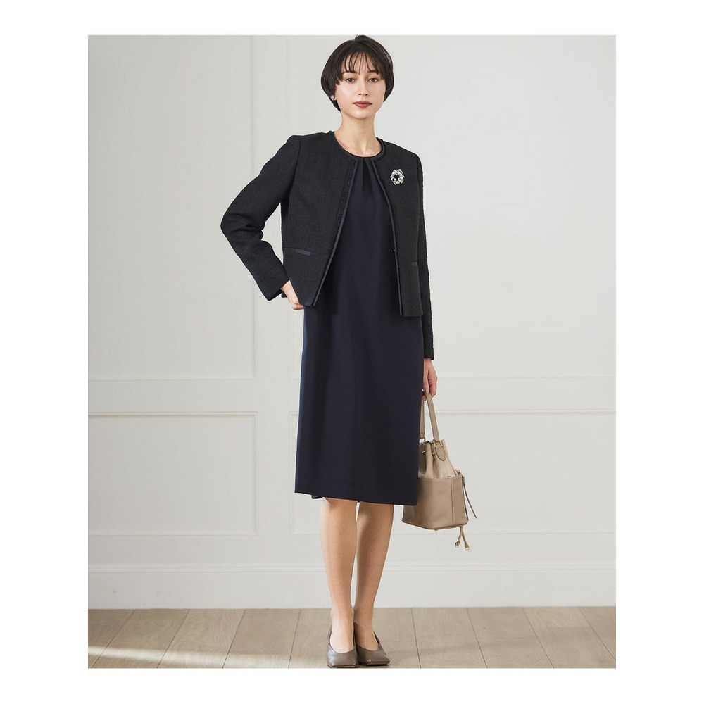 【セットアップ対応】ライトシャインツイード ノーカラージャケット2