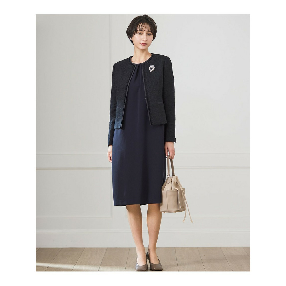 【セットアップ対応】ライトシャインツイード ノーカラージャケット3