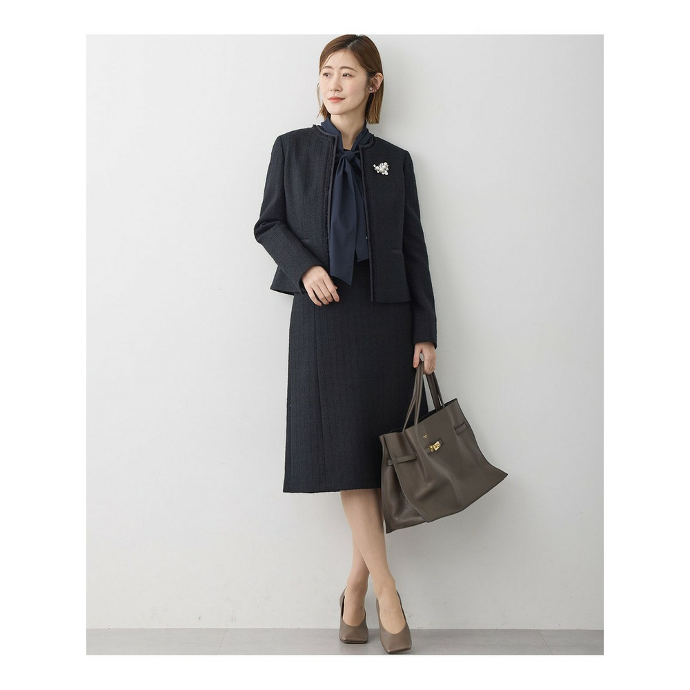 【セットアップ対応】ライトシャインツイード ノーカラージャケット4