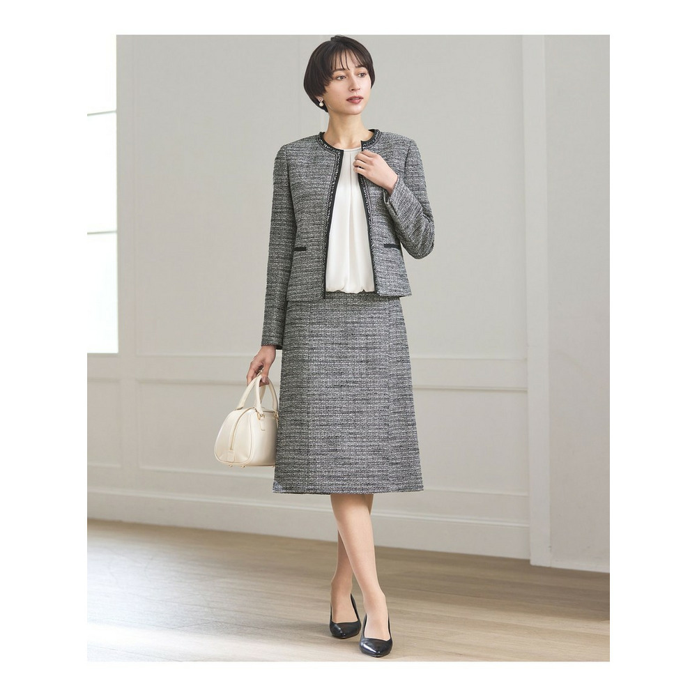 【セットアップ対応】ライトシャインツイード ノーカラージャケット7