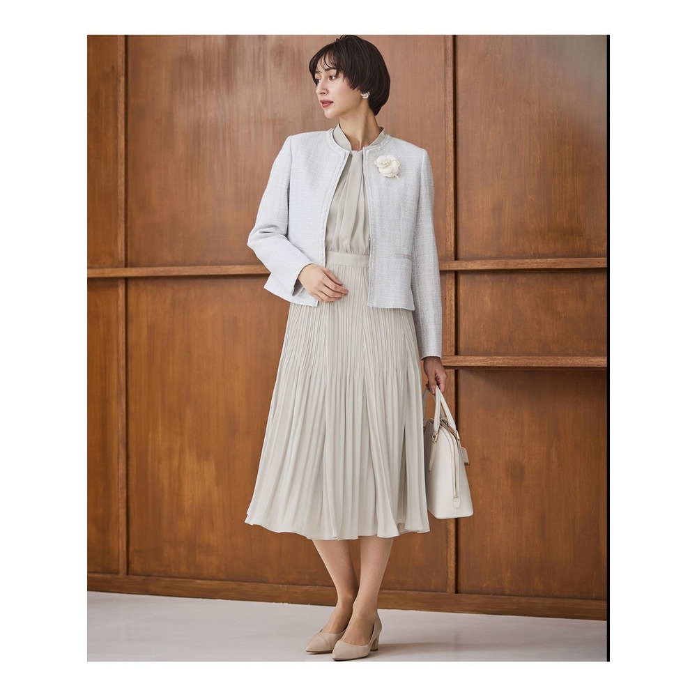 【セットアップ対応】ライトシャインツイード ノーカラージャケット9