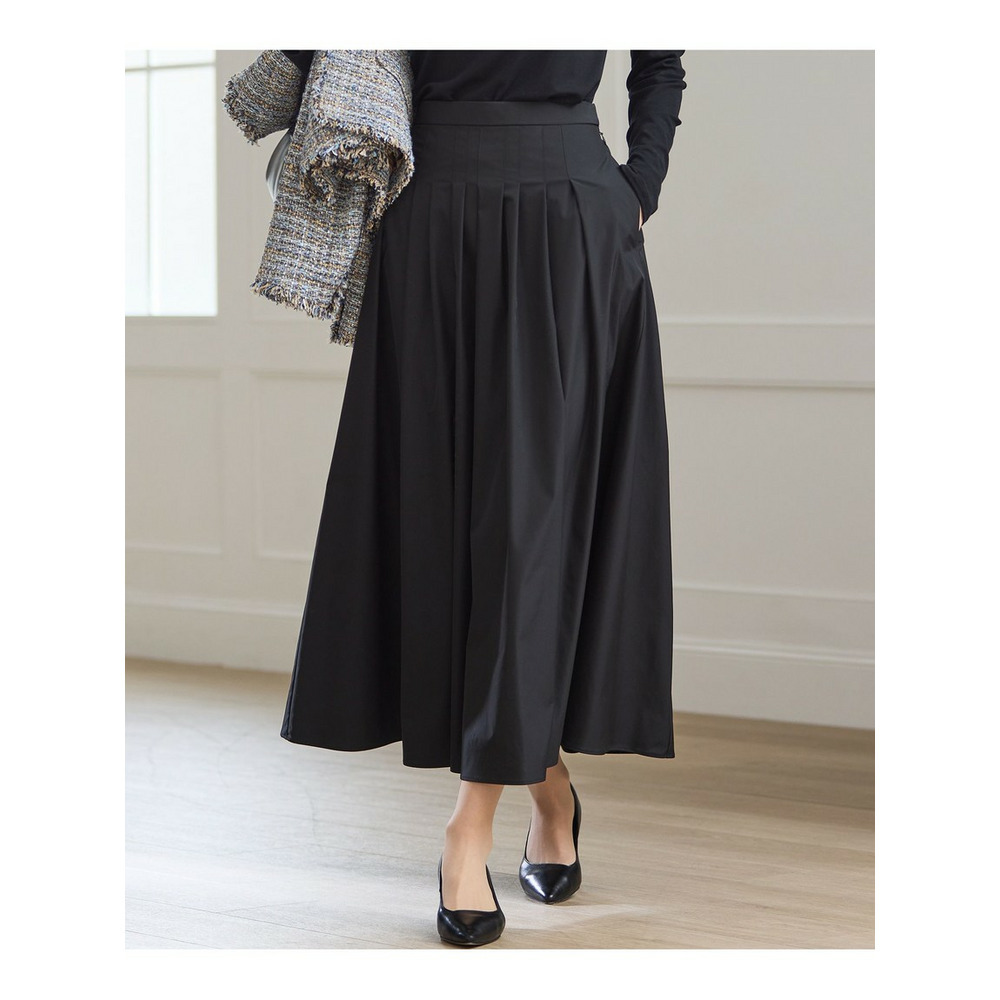 【撥水加工/洗える】ブライトタフタ タック スカート