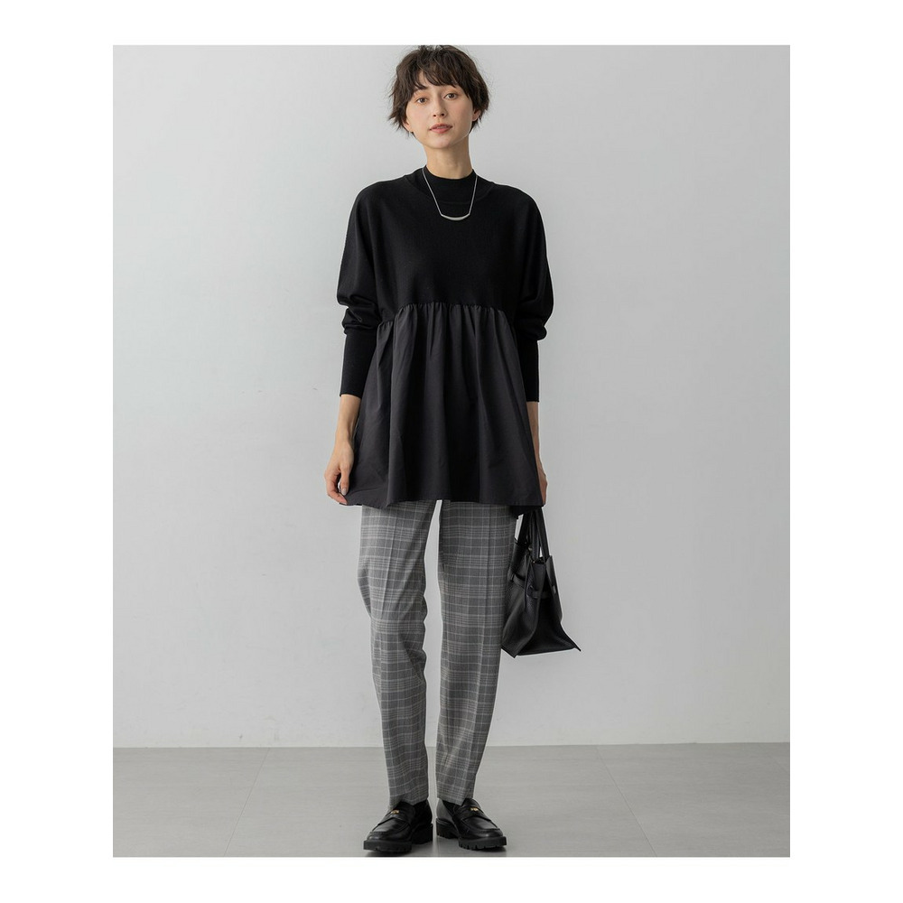 【Oggi1月号掲載/洗える】ウォームストレッチ チェック テーパード パンツ2