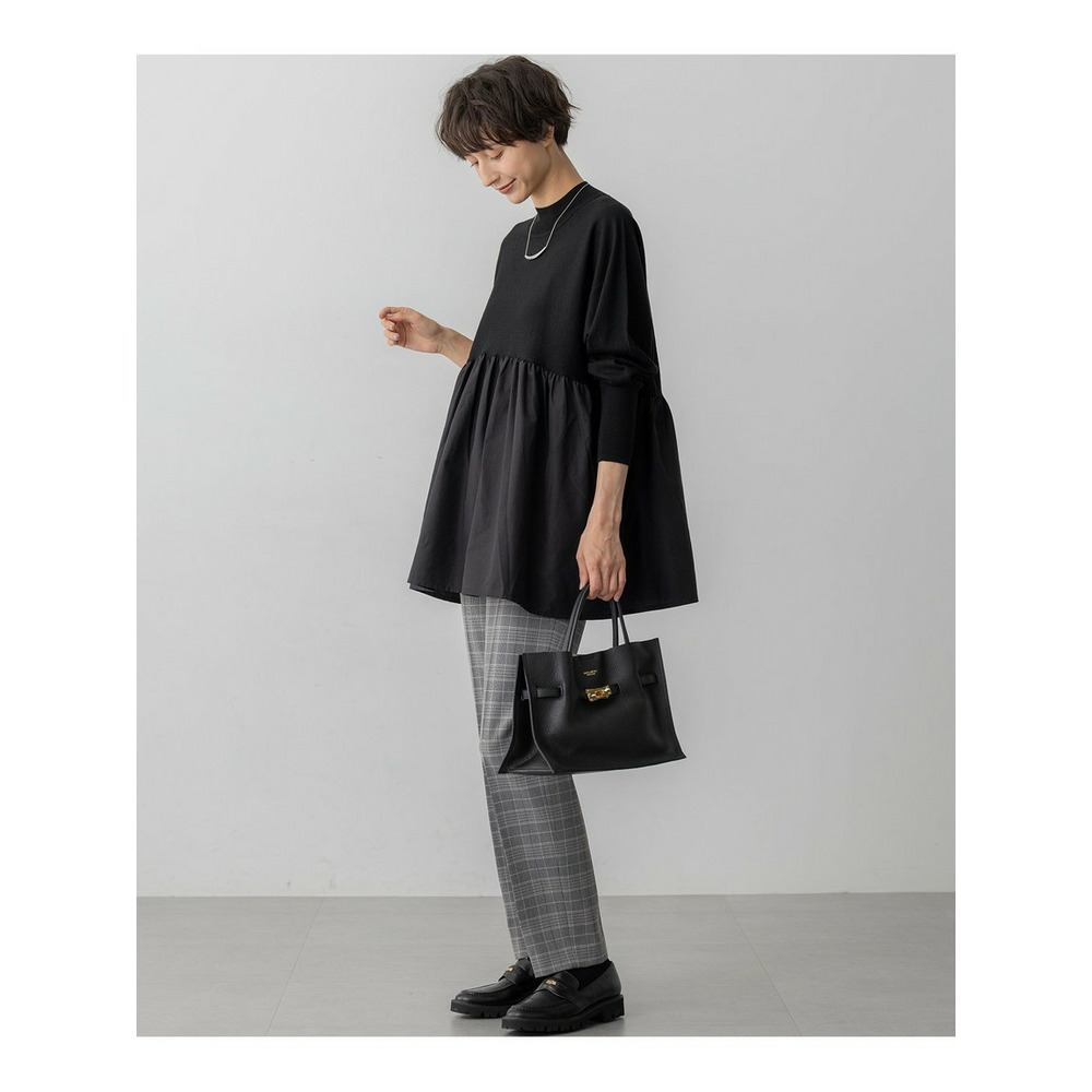 【Oggi1月号掲載/洗える】ウォームストレッチ チェック テーパード パンツ3