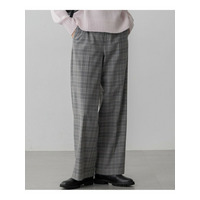 【洗える】ウォームストレッチ チェック ワイド パンツ