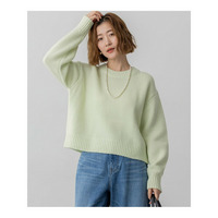 【洗える】ウールカシミヤ パフスリーブ ニット