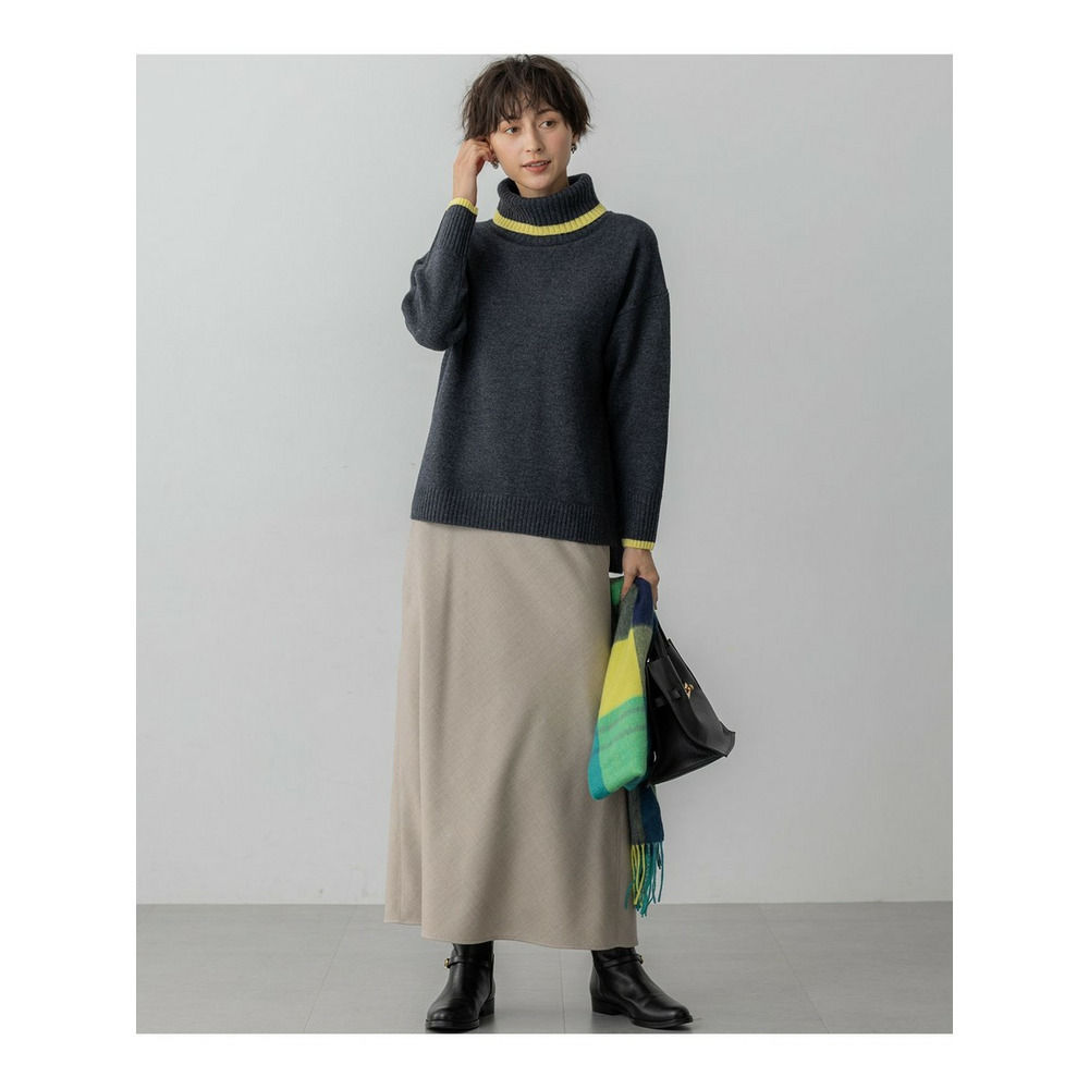 【洗える】ウールカシミヤ コンビカラー オフタートル ニット4