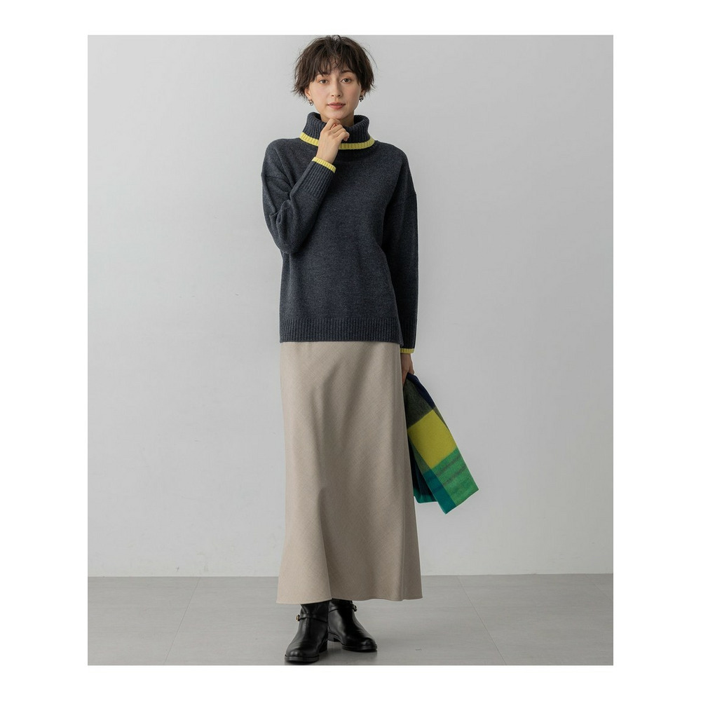 【洗える】ウールカシミヤ コンビカラー オフタートル ニット5