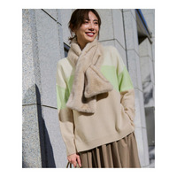 【洗える】ウールカシミヤ カラーブロック チュニック ニット