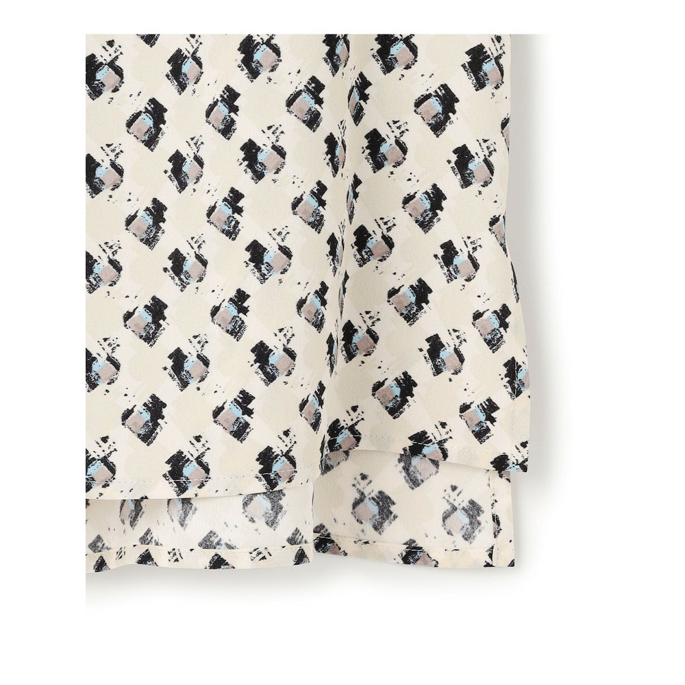 モダンアートプリントギャザーブラウス10